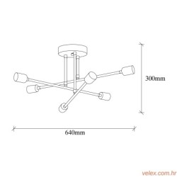 Straopna lampa FLOWER, metal staklo 64 x 64 cm, visina 30cm, E27 40 W, Flower - 174-AV