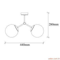 Straopna lampa DAMAR, metal staklo 44 x 15 cm, visina 28 cm, 2 x E27 40 W, Damar - 6332