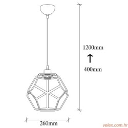 Visilica DEGIRMEN metalna crna 26 cm, visina 120 cm, podesiva visina, duljina kabla 90 cm, E27 40 W, Degirmen - MR-101