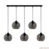 Stropna lampa FELLINI 5, metalana crna, 100x 17 cm, visina 119 cm, podesiva visina, dimenzija baze 78 x 6 x 4 cm, 5x E27 40 W,