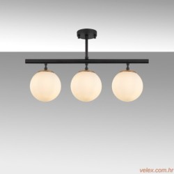 Stropna lampa ATMACA 3 crna, metal- staklo, 60 x 15 cm, visina 37 cm, promjer kugli 15 cm, 3 x E27 15W, Atmaca - 10280