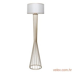 Podna lampa FLOOR bijelo- zlatno, metal- platno, 21 x 38 cm, visina 155 cm, E27 60 W, AYD-3077