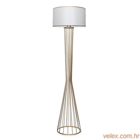 Podna lampa FLOOR bijelo- zlatno, metal- platno, 21 x 38 cm, visina 155 cm, E27 60 W, AYD-3077