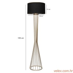 Podna lampa FLOOR crno- zlatno, metal- platno, 21 x 38 cm, visina 155 cm, E27 60 W, AYD-3078