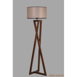 Podna lampa MAČKA smeđe, drvo- platno, promjer 45 cm, visina 166 cm, E27 60 w, Maçka Ceviz Ahşap Lambader Silindir Koyu Hasır A