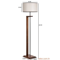 Podna lampa CEVIZ,  drvo- platno, promjer 45 cm, vivina 163 cm, E27 60 W, Menekşe Ceviz Ahşap Lambader Silindir Finli Krem Abaj