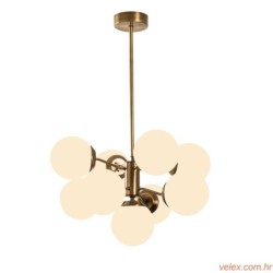 Visilica MUDONI multi vintage- bijela, metal- staklo, promjer 70 cm, visina 80 cm, promjer kugli 15 cm, 9 x E27 40 W, Mudoni -