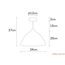 Visilica BERGAMA zlatna, metal- staklo, promjer 34 cm, visina 37 cm, E27 40 W, Bergama - N-146