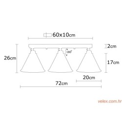 Visilica BERCESTE TRIO, crna, metal, promjer 72 cm, visina 26 cm, E27 40 W, Berceste - N-677