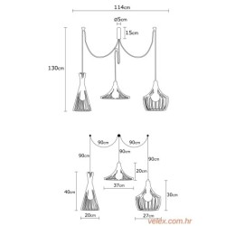 Visilica MEZOPOTAMIJA bakrena, metal, promjer 114 cm, visina 130 cm, podesiva visina