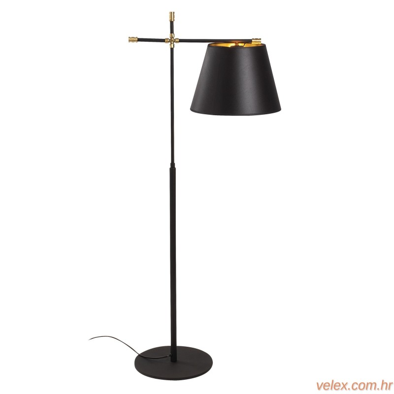 Podna lampa ASANA crna, metal- platno, promjer 50 cm, visina 120 cm, promjer sjenila 28 cm, visina 22 cm,