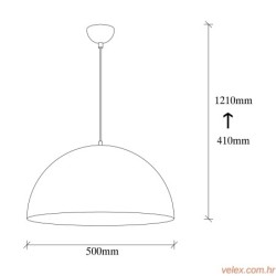 Vislica MIRA, crno- zlatna, metal, promjer 50 cm, visina 121 cm, visina sjenila 50 cm, promjer 25 cm, podesvia visina, duljina