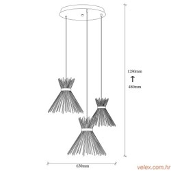 Vislica KIRPI  2 tris zlatna, metal, 63 x 63  cm, visina 128 cm, promjer sjenila 34 cm, visina 35 cm, 3 x E27 40 W, Kirpi - 308