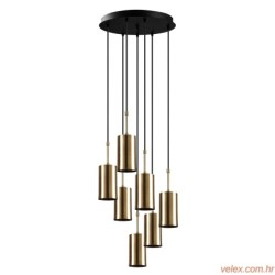 Vislica KEM  ROUND  antique crna, metal , promjer 43 cm, visina 120 cm, podesiva visina, duljina kabla 90 cm, 7 x E27 40 W, Kem