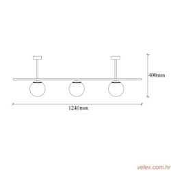 Vislica ABAKUS crno- bijela, metal- staklo, 124 x 40 cm, visina 33 cm, promjer kugli 15 cm, 4 x E27 40 W, Abaküs - 4891