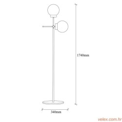 Podna lampa MUDONI MR, zlatna, metal- staklo, 34 x 15 cm, visina 174 cm, duljina kabla 350 cm, 2 x E27 40 W, Mudoni - MR - 955