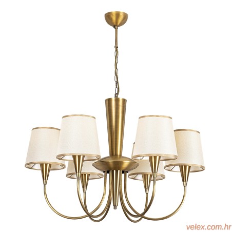 Vislica PARDO antique, metal- platno, promjer 75 cm, visina 85 cm, promjer sjenila 16 cm, visina 15 cm, 6 x E27 40 W, Pardo - 3