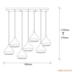 Vislica YILDO XXL, crna, metal , 88 x 36 cm, visina 112 cm, promjer cjenila 17 cm, visina 16 cm, podesiva visina, 7 X E27 40 W,