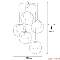 Visilica DOLUNAY crno-bijela, metal- staklo, promjer 74 cm, visina 103 cm, promjer kugli 15 cm, podesiva visina, duljina kabla