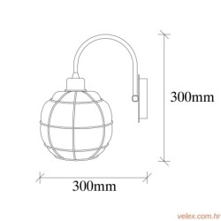 Zidna lampa SAFERUM, bakar, metal- staklo, 23 x 27 cm, visina 30 cm, promjer sjenila 20 cm, visina 19 cm, E27 40 W, Safderun -