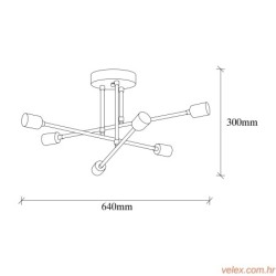 Stropna lampa FLOWER, bijela, metal, 64 x 640 cm, visina 30 cm,  E27 40 W, Flower - 175