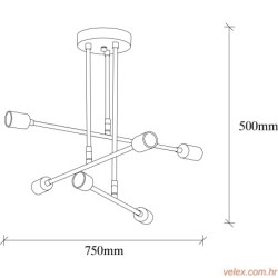 Visilica FLOWER L, crna, metal, 75 x 75 cm, visina 50 cm, 6 x E27 40 W, Flower - 162 - AV