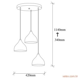 Vislica TATOO 6201, crnam metal, 68 x 18 cm, visina 114 cm, promjer sjenila 18 cm, visina 17 cm, podesvia visina, duljina kabla