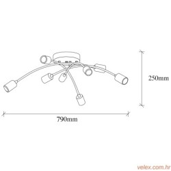 Vislica BANANA 1151 crna- vintage, metal, 79 x 79 cm, visina 26 cm, 8 X E27 40 W, Banana - 1151