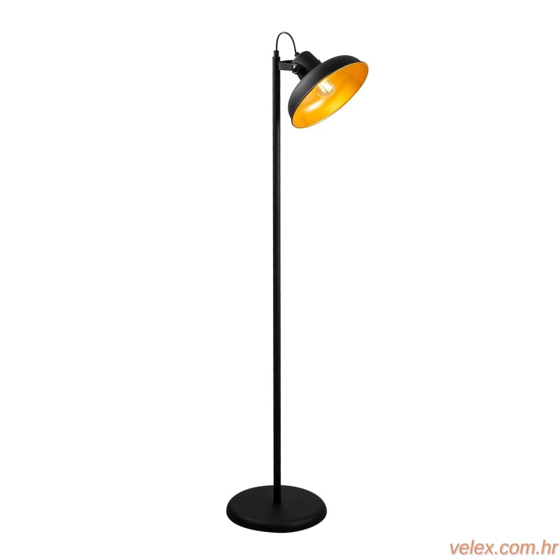 Podna lampa LIK, crno- zlatna, metal, 30 x 43 cm, visina 145 cm, promjer sjenila 26 cm, visina 19 cm, E27 40 W, Lik - 4036