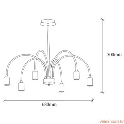 Visilica SANKE, crna, metal, 68 x 68 cm, visina 50 cm, 6 x E27 40 W, Sorek - 1291