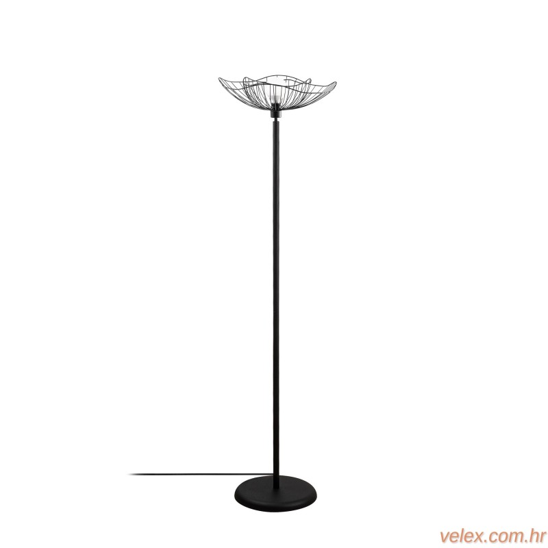 Podna lampa FARAC, crna, metal, 50 x 50 cm, vsina 148 cm, dimenzija sjenila 50 x 14 cm, duljina kabla 350 cm, E27 40 W, Farac -