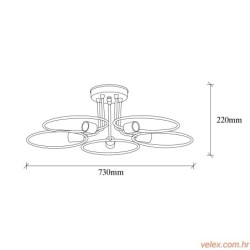 Vislica CIRCO 1346, crna, metal, 73 x 73 cm, visina 22 cm, 5 x E27 40 W, Circle - 1346