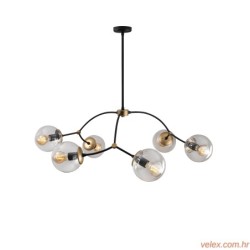 Vislica KROMOZOM 1021 crna, metal- staklo, 90 x 90 cm, visina 69 cm, promjer kugli 15 cm, 6 x E27 40 W, Kromozom - 1022