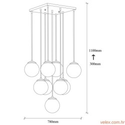 Vislica EFE 2161, crna, metal- staklo, 78 x 78 cm, visina 110 cm, promjer sjenila 15 cm, podesiva visina, duljina kabla 90 cm,