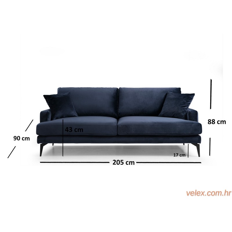 Trosjed PAPIRA tamnoplavi, Papira 3 Seater - Navy Blue