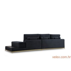 Četverosjed, LINE s integriranim stolićem, crni, Line With Side Table - Black