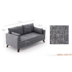 Dvosjed BELLA sivi, Bella Sofa For 2 Pr - Grey