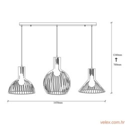 Visilica DIFFERENT metalna crnam 145 x 38 cm, promjer 1 lampa 26, visina 60 cm, 2 lampa 30 cm , visina 64 cm,