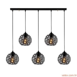 Stropna lampa FELLINI 5, metalana crna, 100x 17 cm, visina 119 cm, podesiva visina, dimenzija baze 78 x 6 x 4 cm, 5x E27 40 W,