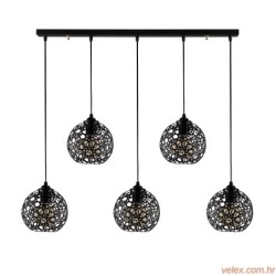 Stropna lampa FELLINI 5, metalana crna, 100x 17 cm, visina 119 cm, podesiva visina, dimenzija baze 78 x 6 x 4 cm, 5x E27 40 W,