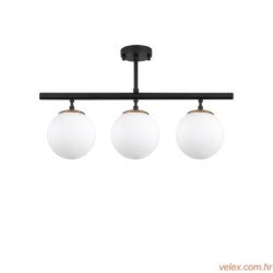 Stropna lampa ATMACA 3 crna, metal- staklo, 60 x 15 cm, visina 37 cm, promjer kugli 15 cm, 3 x E27 15W, Atmaca - 10280