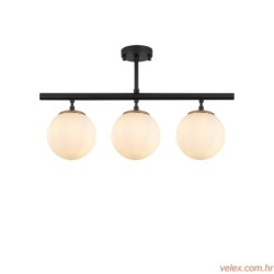 Stropna lampa ATMACA 3 crna, metal- staklo, 60 x 15 cm, visina 37 cm, promjer kugli 15 cm, 3 x E27 15W, Atmaca - 10280