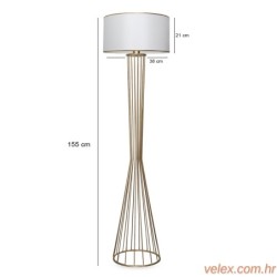 Podna lampa FLOOR bijelo- zlatno, metal- platno, 21 x 38 cm, visina 155 cm, E27 60 W, AYD-3077