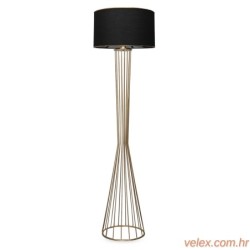 Podna lampa FLOOR crno- zlatno, metal- platno, 21 x 38 cm, visina 155 cm, E27 60 W, AYD-3078