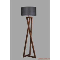 Podna lampa MAČKA smeđe- crno, drvo- platno, promjer 45 cm, visina 166 cm, E27 60 w, Maçka Ceviz Ahşap Lambader Silindir Hasır