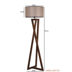 Podna lampa MAČKA smeđe, drvo- platno, promjer 45 cm, visina 166 cm, E27 60 w, Maçka Ceviz Ahşap Lambader Silindir Koyu Hasır A