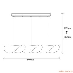 Vislica SIVANI 3 bijelo- zlatno, metal, 80 x 17 cm, visina 106 cm, dimenzija sjenila 30 x 17 x 10 cm, 3 x E27 40 W, Sivani - MR