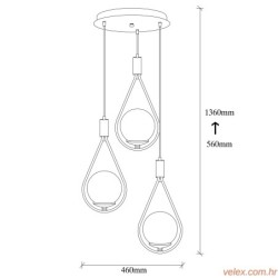 Vislica MUDONI 3 crna, metal- staklo, promjer 45 cm, visina 136 cm, promjer kugli 15 cm, E27 40 W, Mudoni - MR - 938