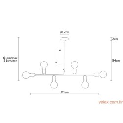 Vislica TRUVA crna, metal, promjer 94 cm, visina 61 cm, E27 40 W, Truva - N-694