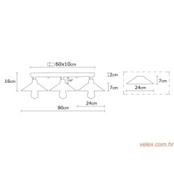 Visilica BERCESTE LONG, crna, metal, promjer 80 cm, visina 17 cm, 3 xE27 40 W, Berceste